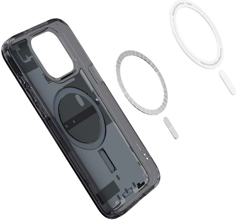 Mbështjellës Spigen Ultra Hybrid Mag për iPhone 15 Pro, MagSafe, Zero One, Transparent/Gri