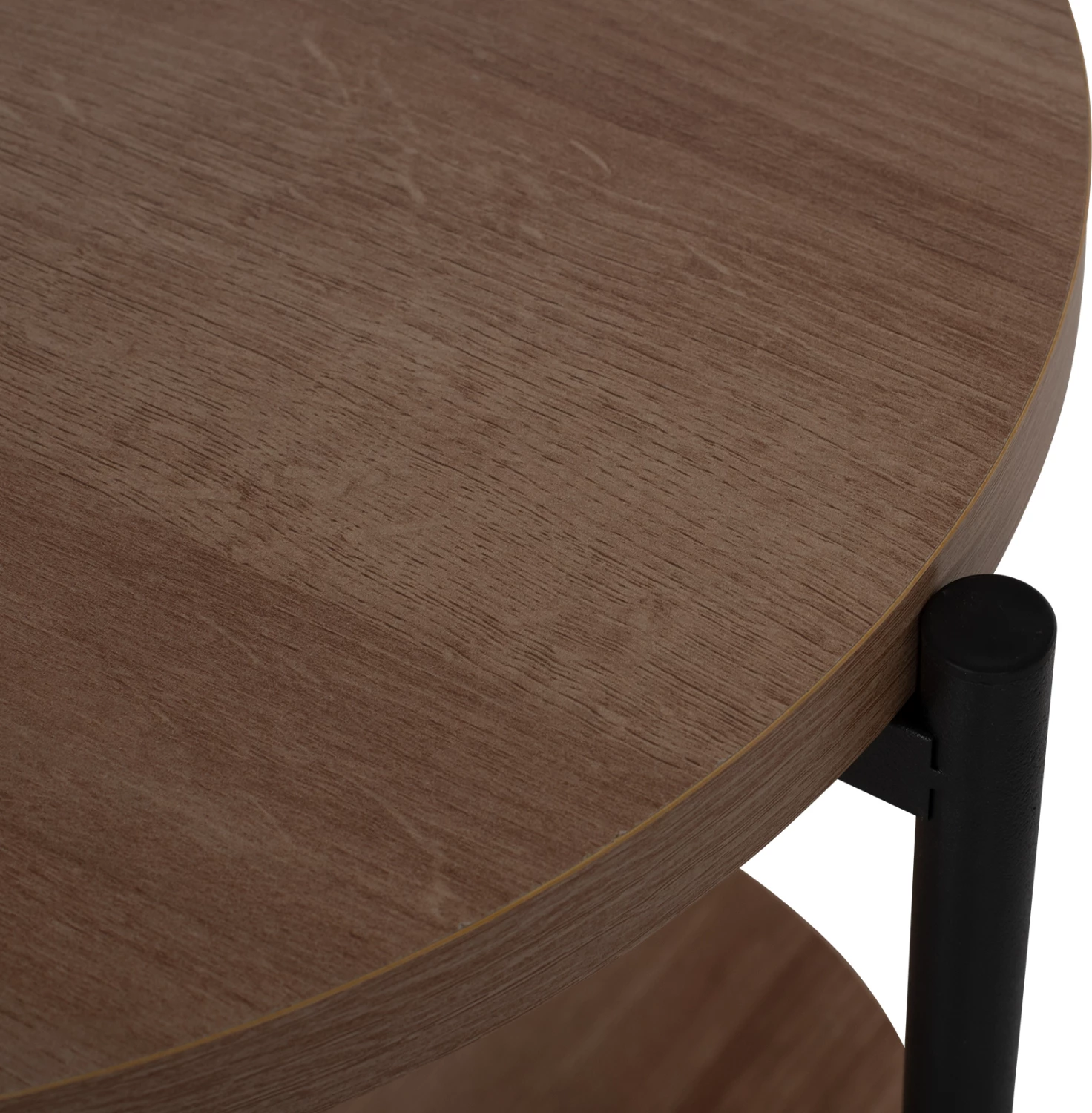 Tavolinë anësore NED, FH8754.11, rrethore, melaminë, 2 nivele, këmbë metalike, Φ40x52H cm