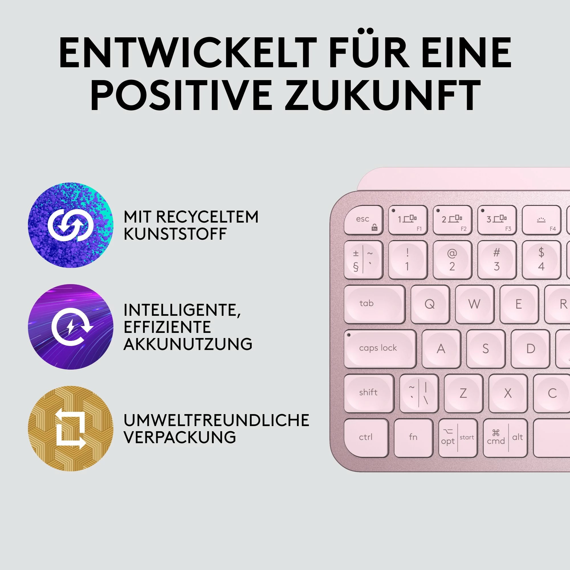 Tastierë wireless Logitech MX Keys Mini, ndriçim, rozë