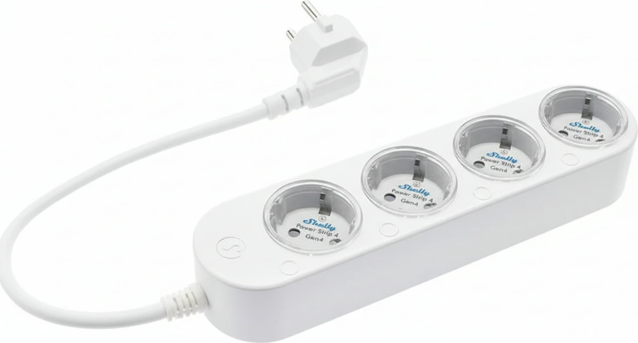 Shirit prizash smart Shelly Plug & Play Power Strip 4 Gen4, 4 priza, i bardhë