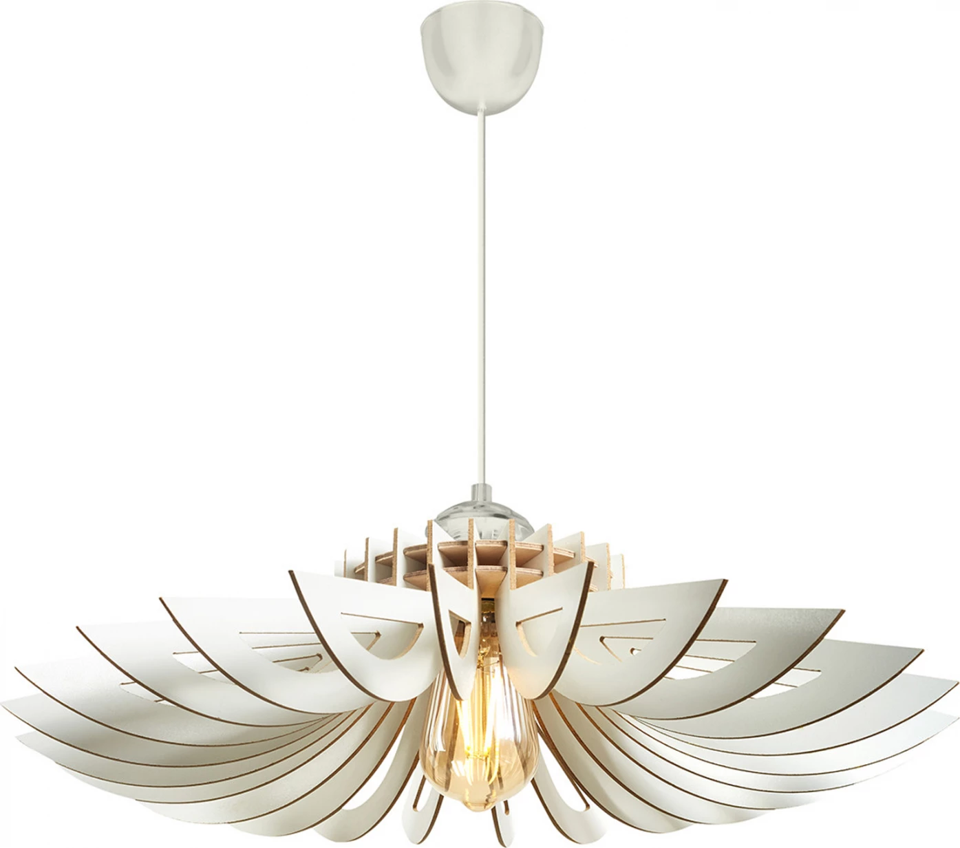 Llambë tavani druri e varur, ngjyrë e bardhë, FH7349.02, Φ52x45Υ cm