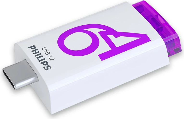 USB stick Philips Click Series Gen 1 64GB USB-C, bardhë/vjollcë