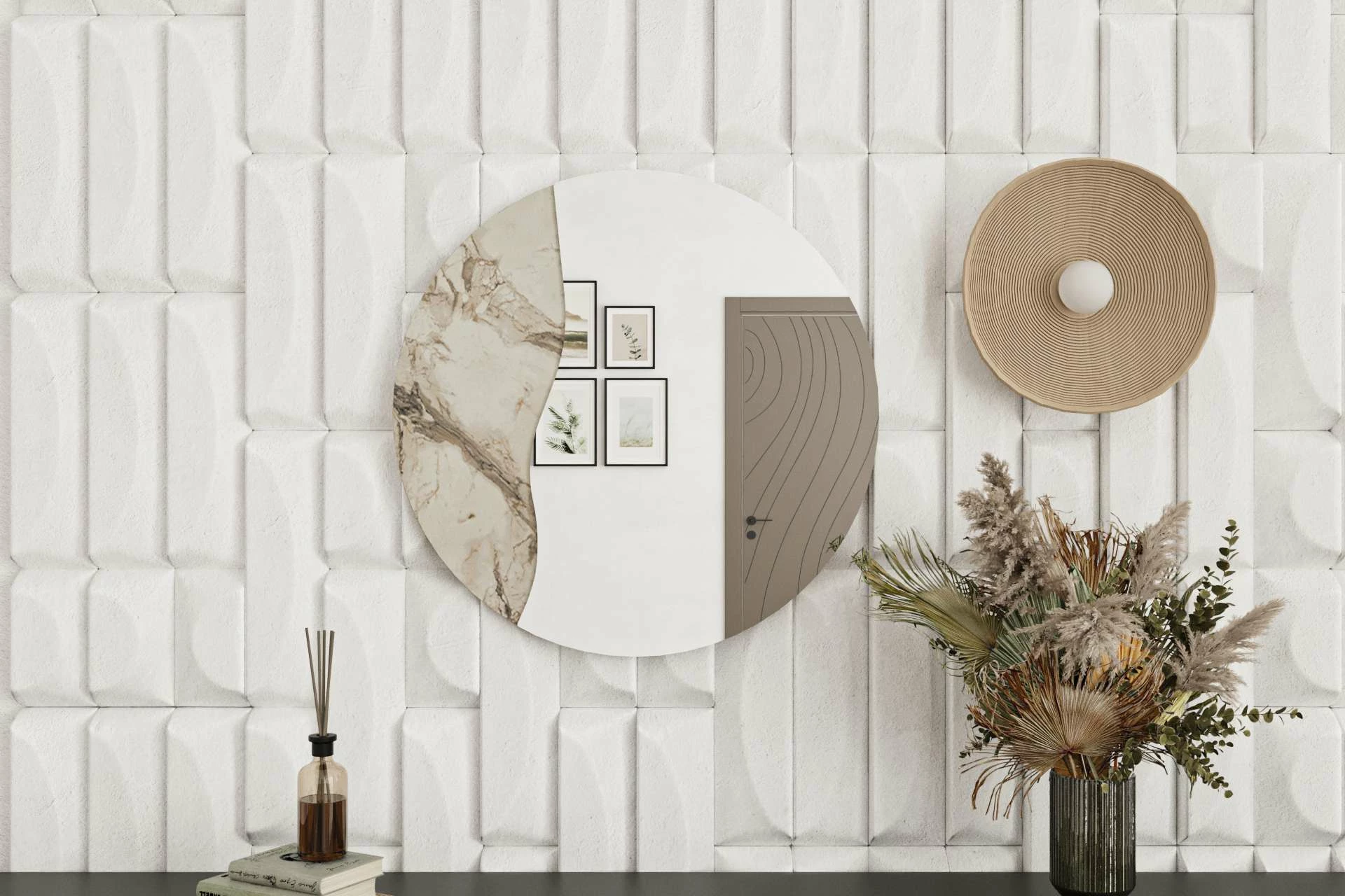 Pasqyrë dekorative, ngjyrë mermeri, Skye Decor, Oula, 60x60cm