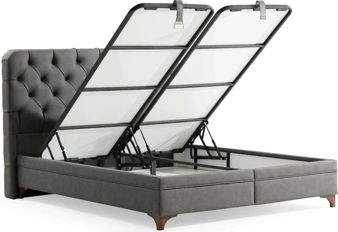 Baze dhe taban krevati dopio, Samira, ngjyrë gri, 150x200