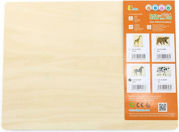 Puzël druri Montessori, Viga, Horse, me kunja, 300x225mm, shumëngjyrësh