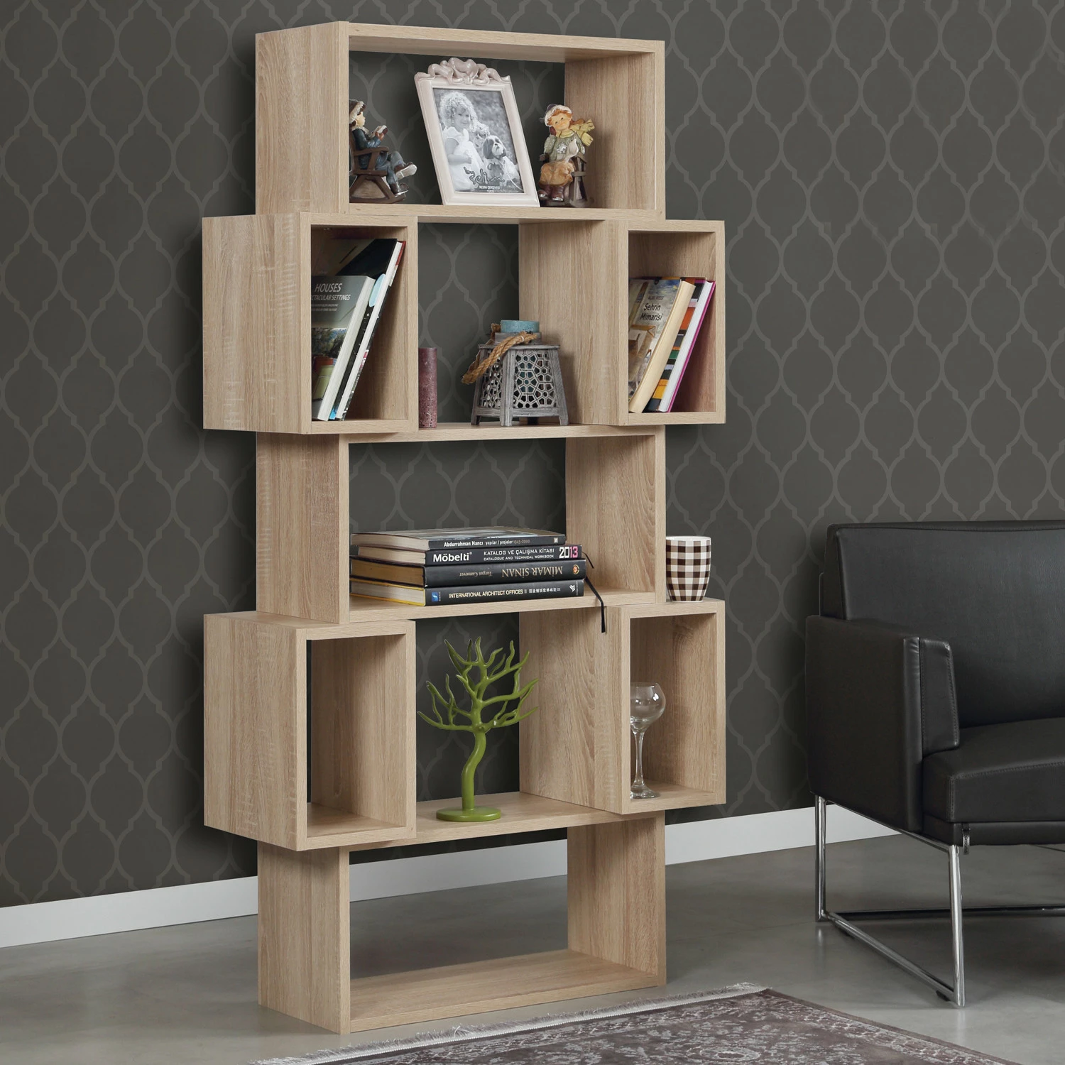 Raft librash Hanah Home, ngjyrë lisi e çelët, Box