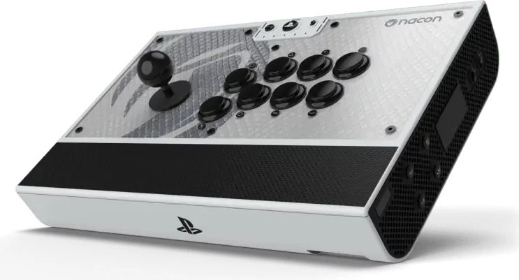 Arcade stick Nacon Daija për PS5, SANWA butona, USB-C, 3 m kabllo, bardhë/zi, set me 2 koka shkopi + vegla