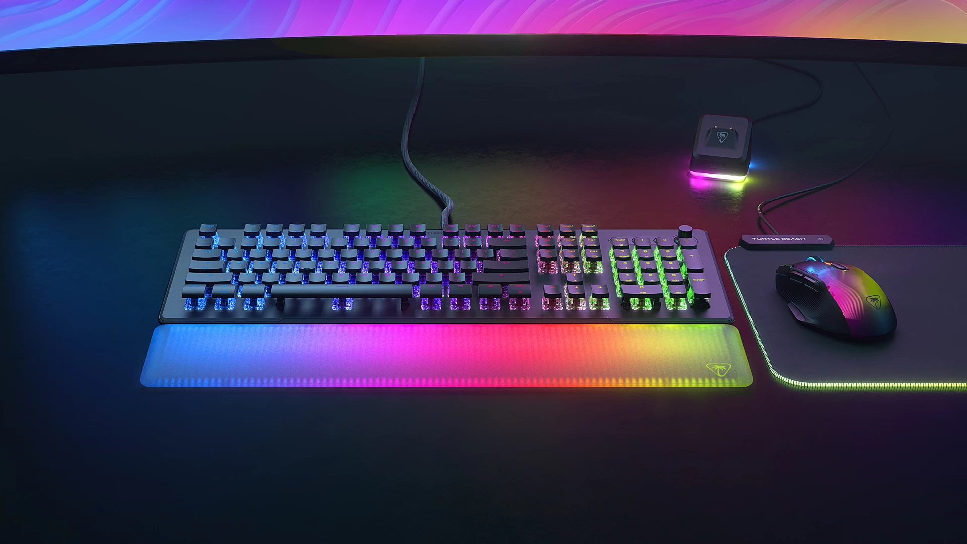 Tastierë mekanike gaming Turtle Beach Vulcan II Max, TITAN II Optical Red, full size, RGB, me mbështetëse dore, e zezë