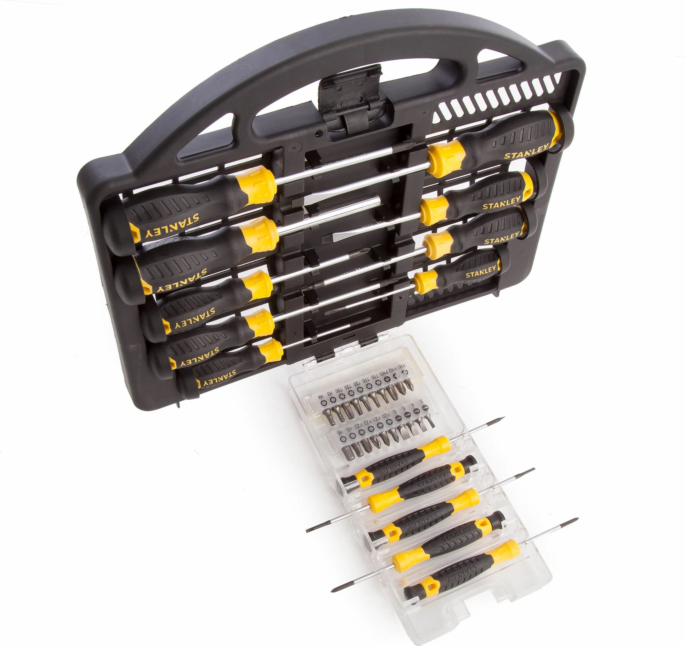 Set kaçavidash Stanley STHT0-62141, 34 copë, Cr-V, zi/verdhë