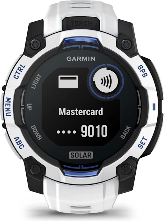 Smartwatch Garmin Instinct® 3, Solar, Whitestone/Whitestone-Bolt Blue Band, 45 mm