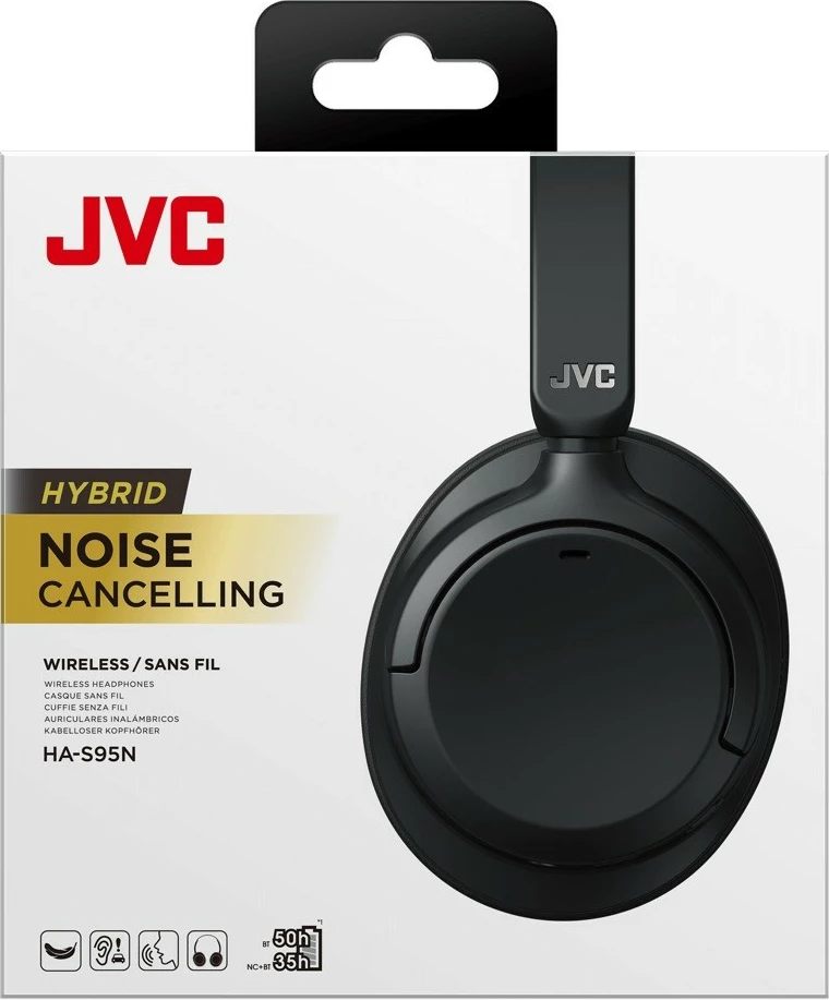 Kufje pa tela, JVC HA-S95N-B-U, Bluetooth 5.3, anulim aktiv i zhurmës (ANC), 50 orë, me mikrofon, e zezë
