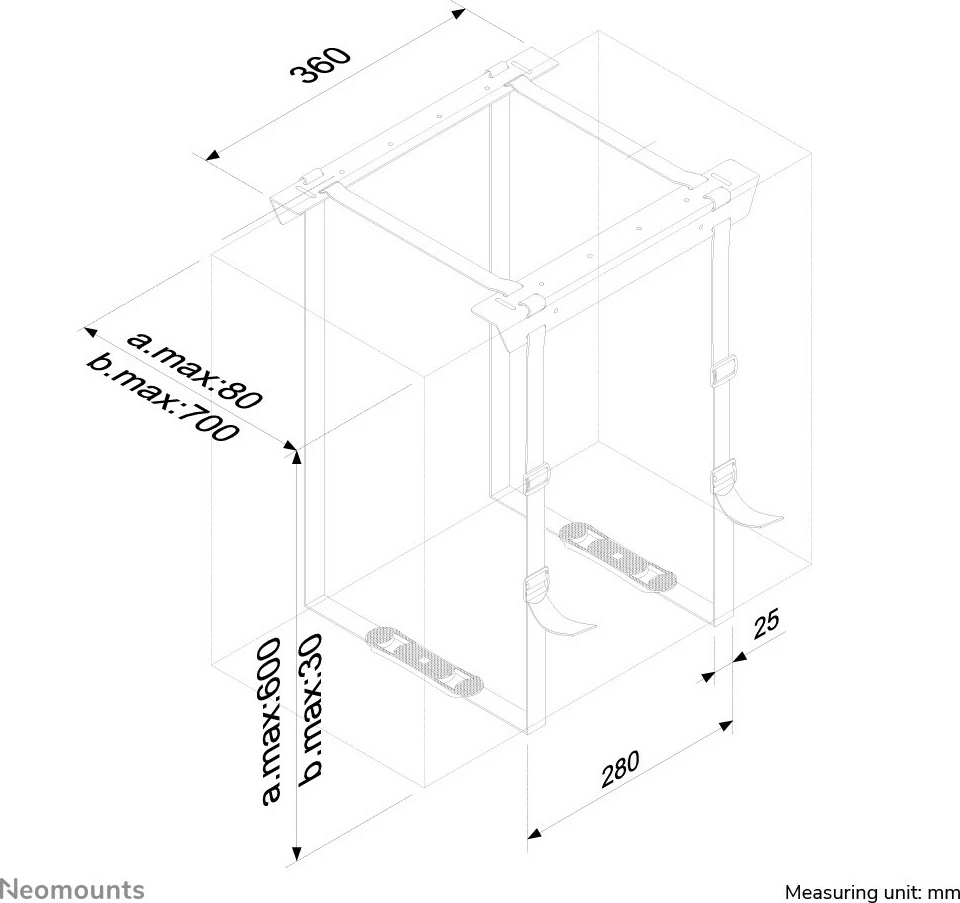 Mbajtës për kasë Newstar Neomounts CPU-D025BLACK, montim në tavolinë, çelik, i zi, 20 kg