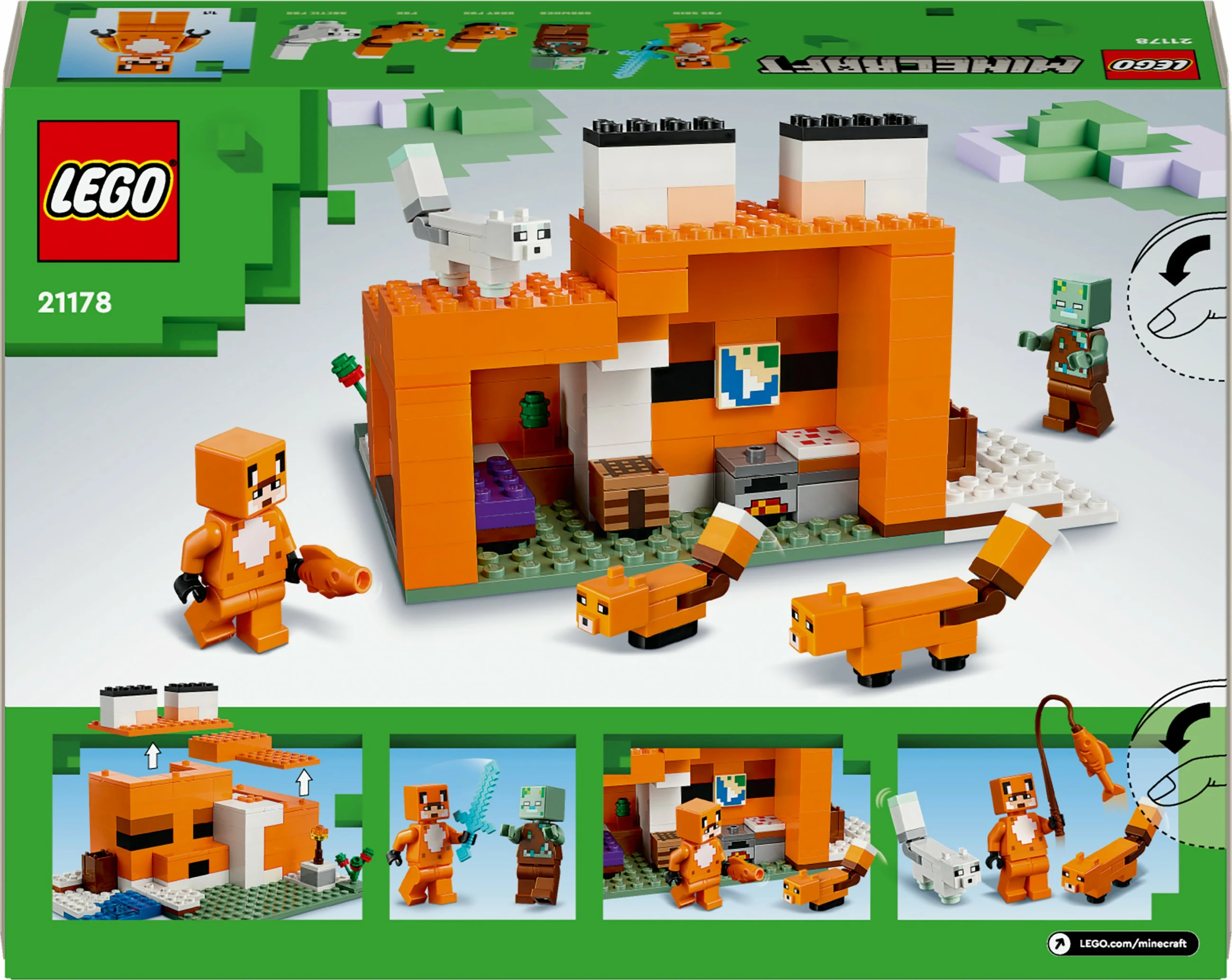 Set ndërtimi LEGO Minecraft The Fox Lodge, 193 pjesë, plastikë, shumëngjyrësh