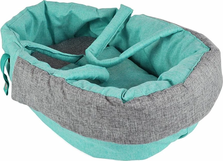 Karrocë për kukulla, Milly Mally, Alice Prestige, e thellë me djep të heqshëm për kukulla deri 40 cm, palosëse 67 cm, turkeze