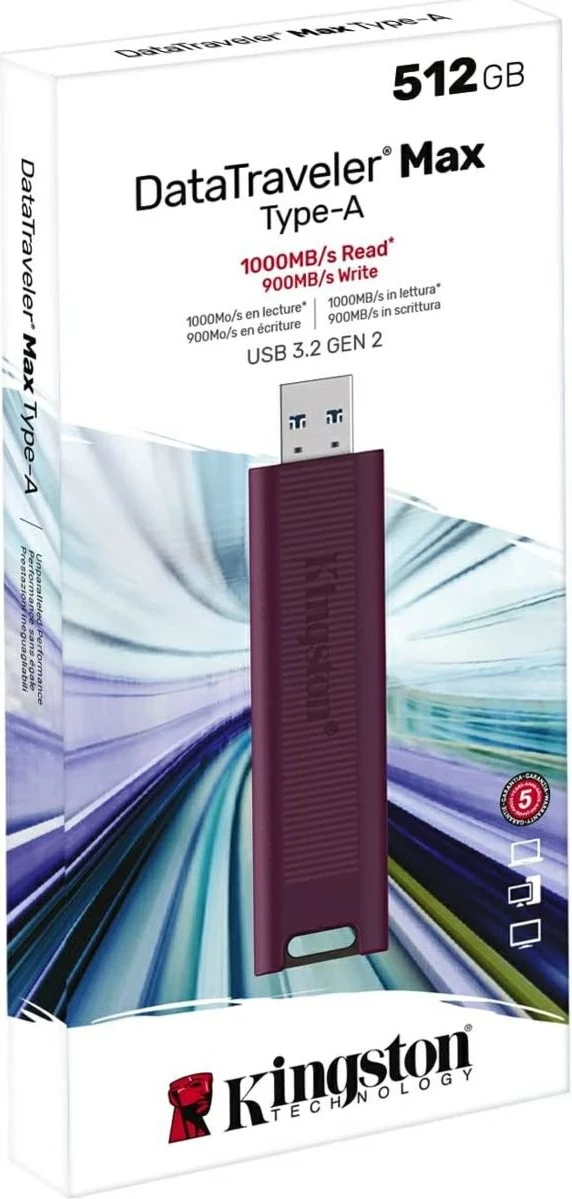Pendrive Kingston DataTraveler Max 512GB USB-A 3.2 Gen2 Merlot