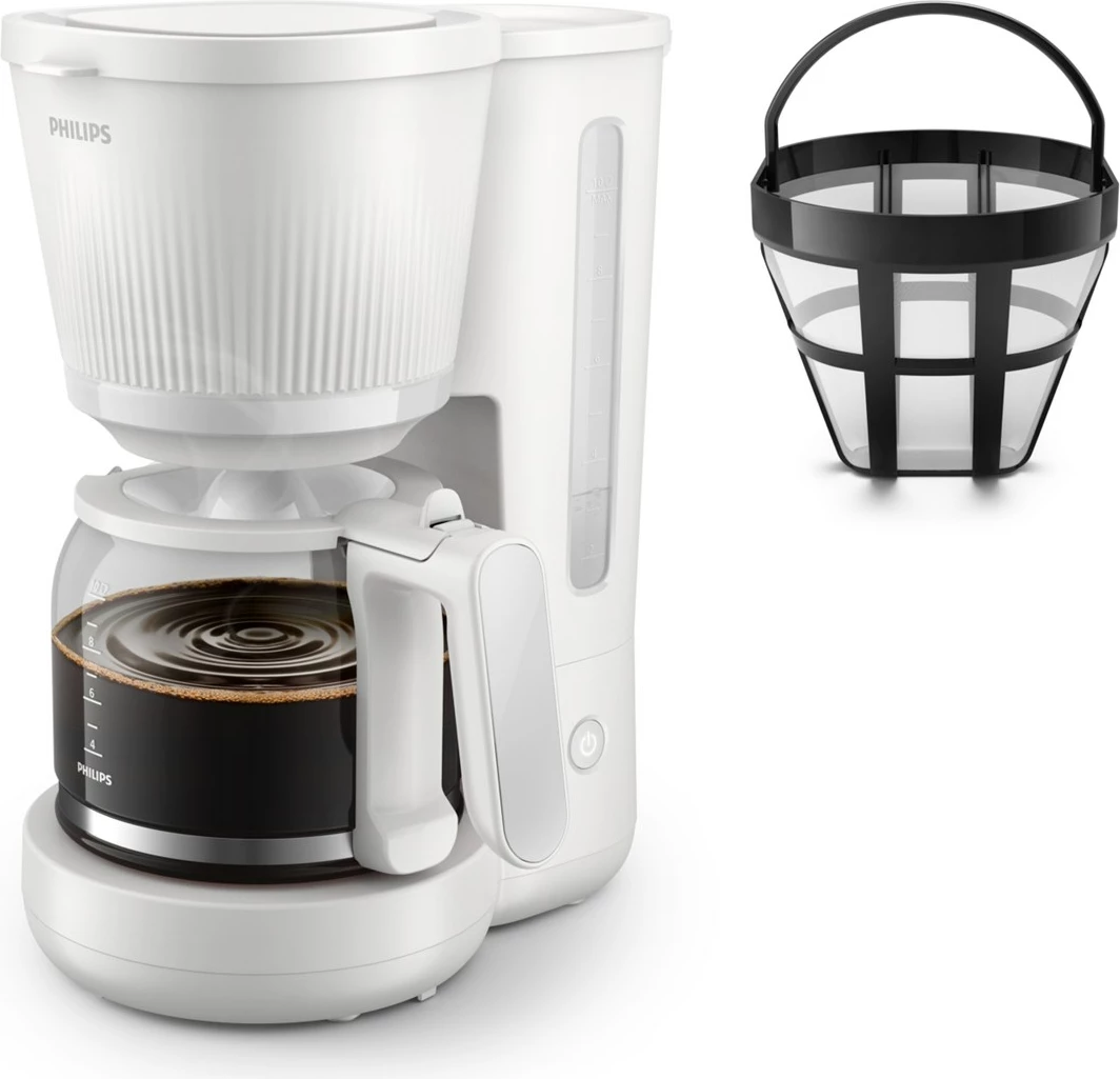 Aparat kafeje Philips HD7411/00, manual, 1.25L, i bardhë