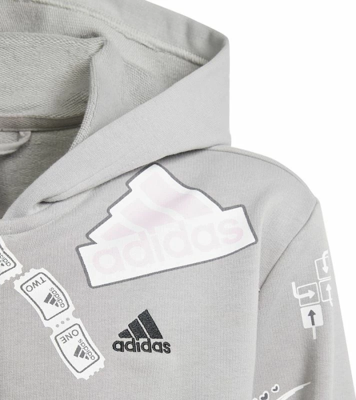 Duks me kapuç për fëmijë adidas, me zinxhir, gri