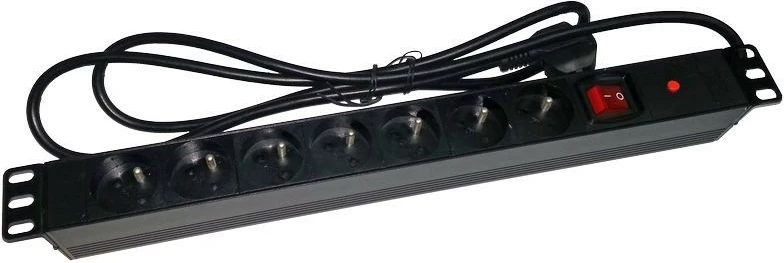 Prizë rack ALANTEC PZ071U, 7xCEE 7/5, 1.8m, me çelës, e zezë