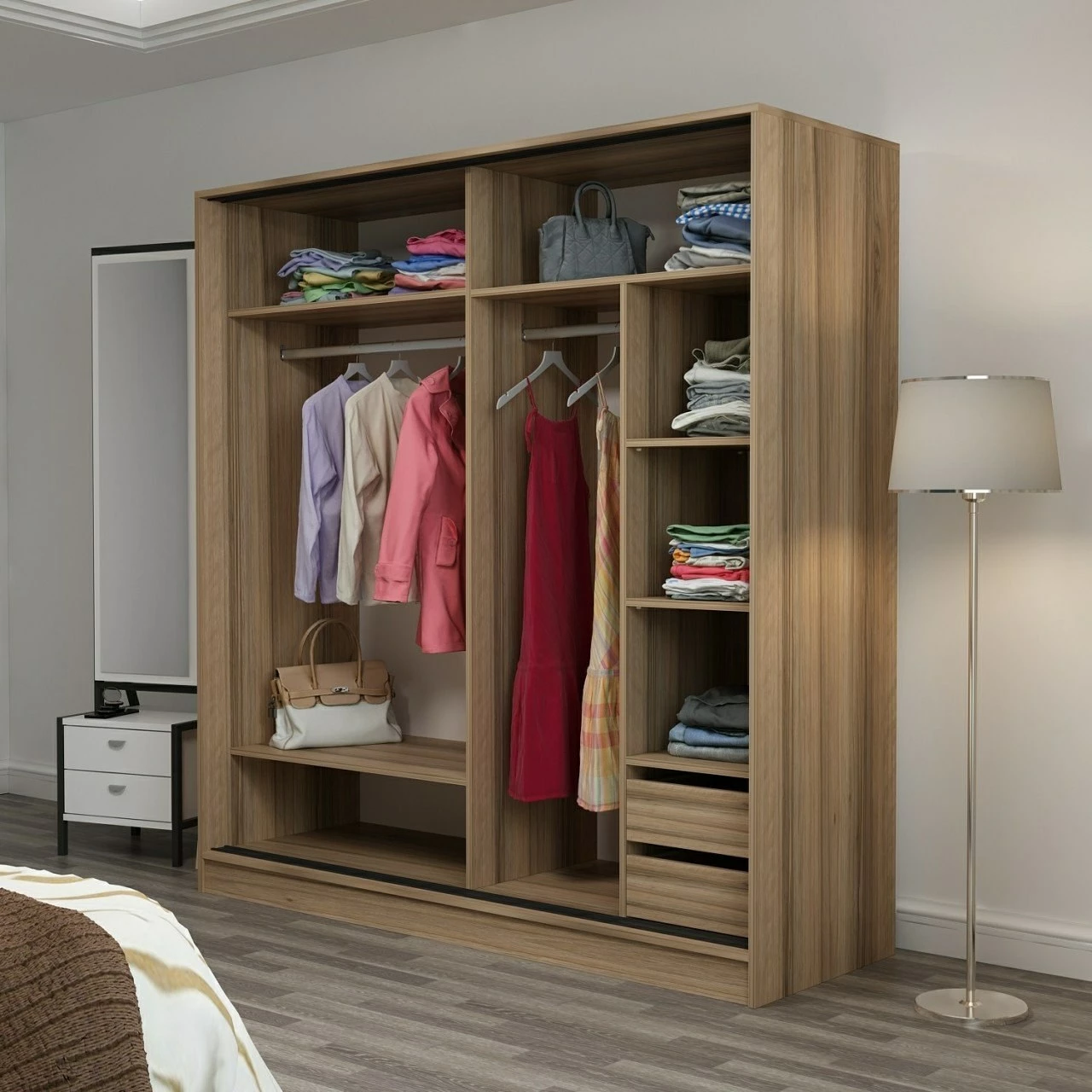 Dollap garderobe Hanah Home, Kale, dore dhe antracit, 180x210x52cm