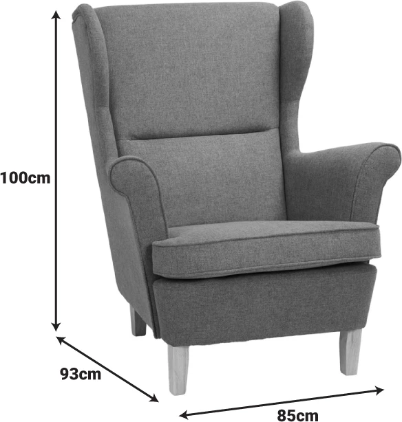 Karrige bergère Malei, material krem, këmbë druri, 85x93x100cm