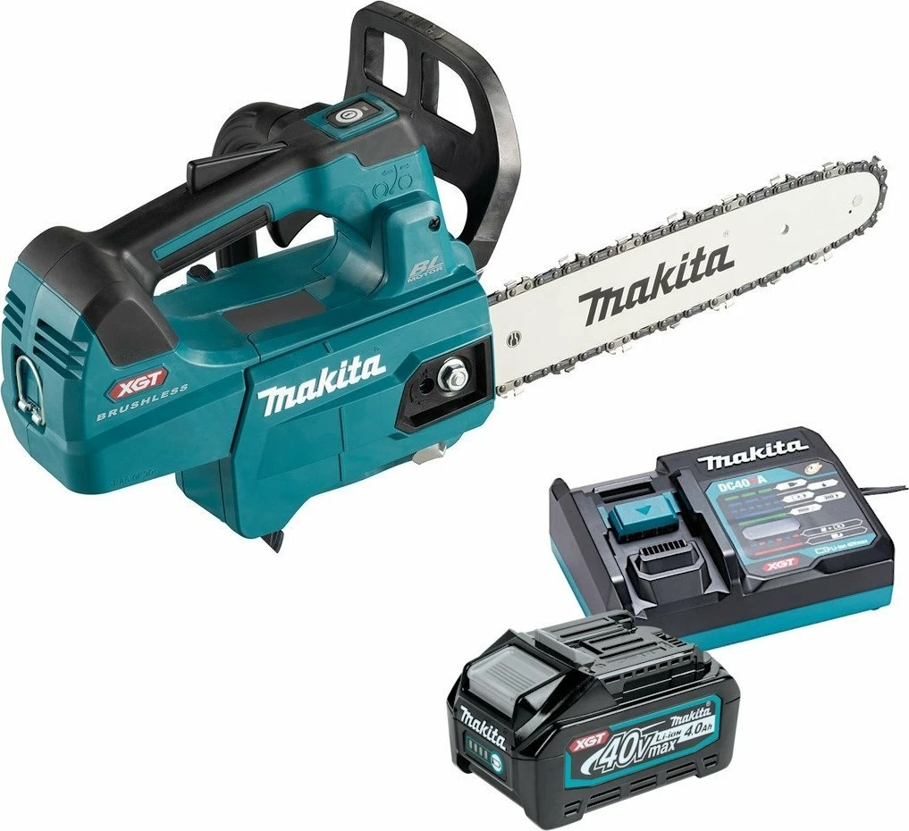 Motorrsharrë me bateri Makita UC002GM102 40V Max XGT 25 cm, blu, set me 1 bateri 4Ah dhe karikues