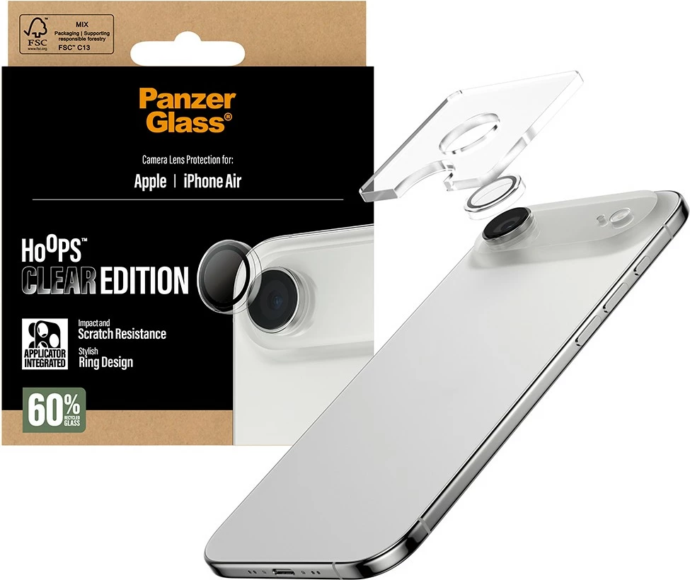 Mbrojtës lente PanzerGlass Hoops për iPhone Air, transparent