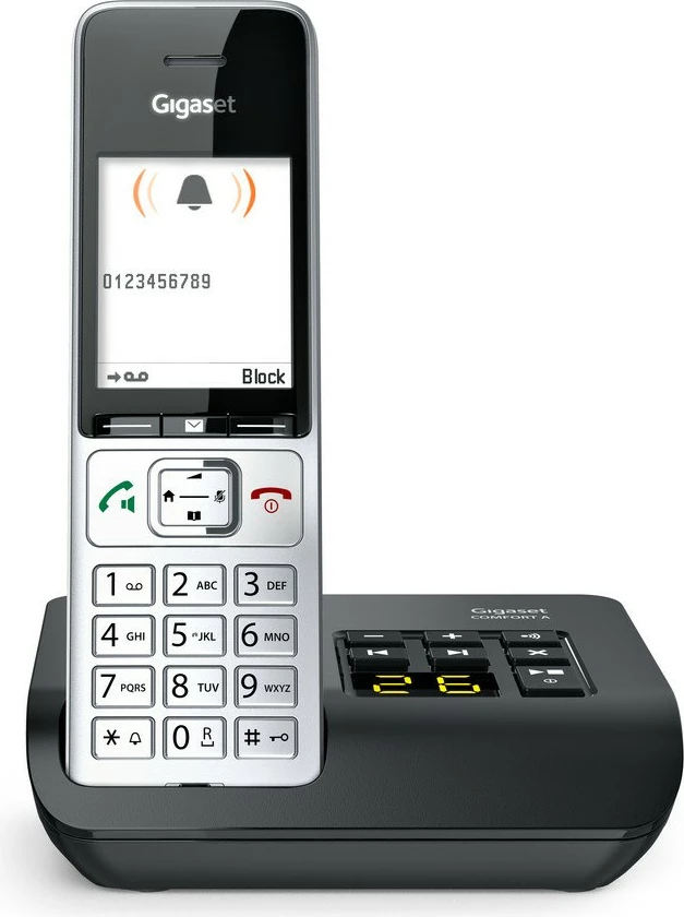 Telefon fiks Gigaset COMFORT 500A, analog/DECT, regjistrues automatik, ekran ngjyrë, 200 kontakte, i zi/argjendtë