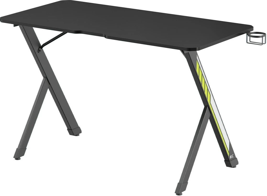 Tavolinë gaming, Maclean NanoRS RS101, 120x60x75 cm, ngarkesë 75 kg, me mbajtës kufjesh dhe gote, e zezë