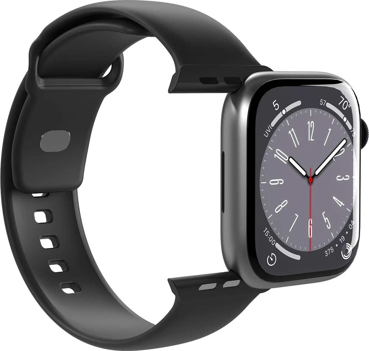 Rrip silikoni për Apple Watch Puro Icon, 42/44/45/49 mm, i zi, set prej 2 copë