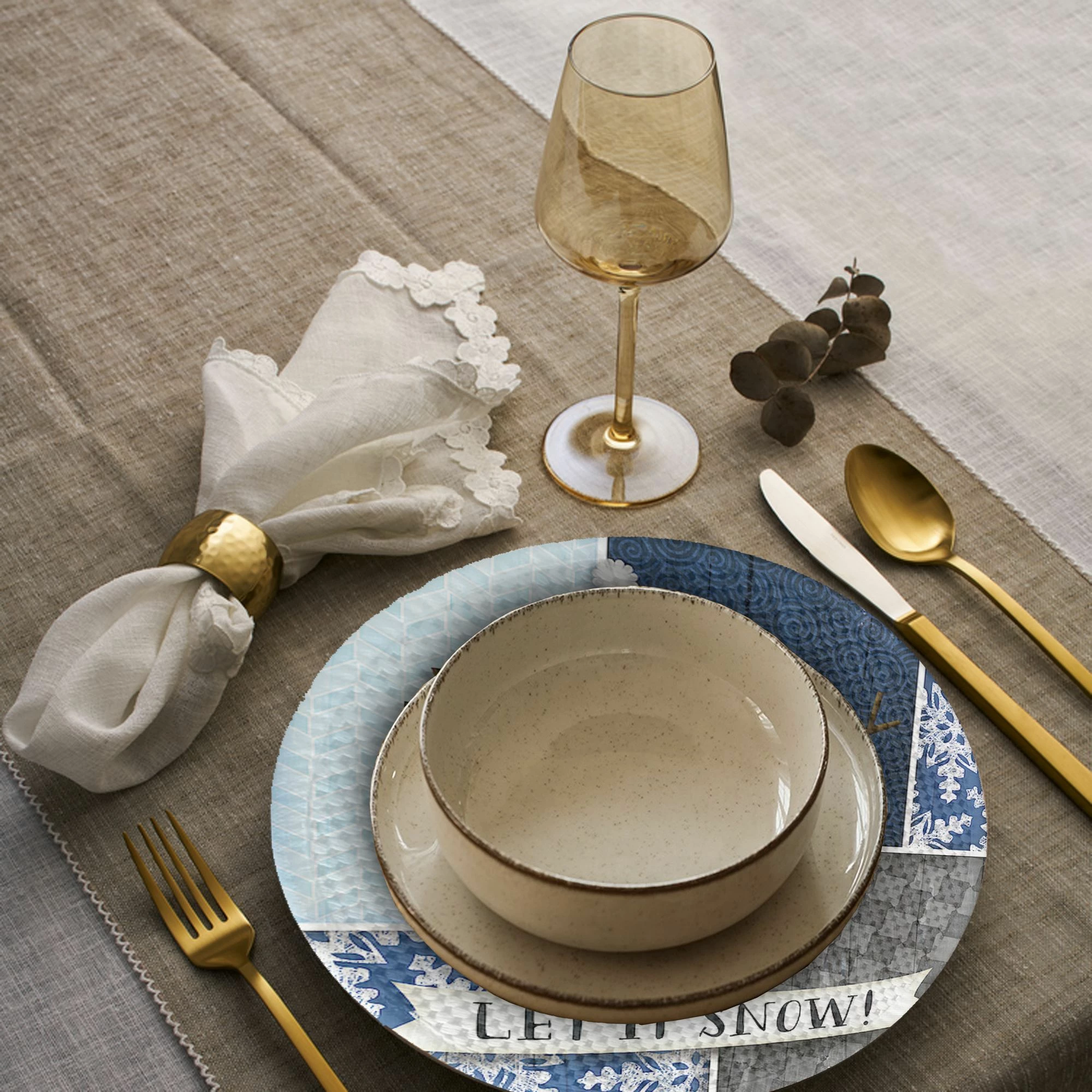 Set 4 copë mbulesa tavoline Hermia Concept, shumëngjyrëshe, 37cm