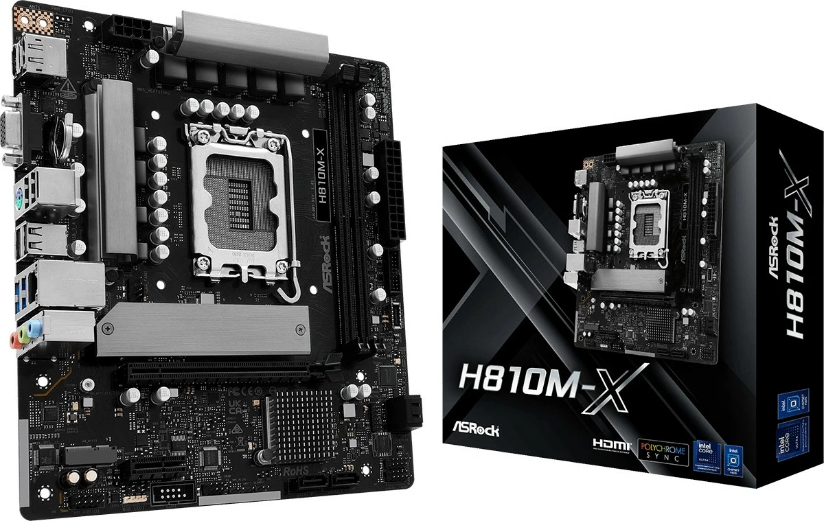 Pllakë amë ASRock H810M-X micro ATX, Intel H810, 128GB DDR4, 2.5G LAN, e zezë