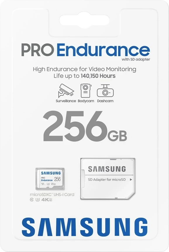 Kartelë memorie Samsung PRO Endurance, 256 GB, microSDXC, e bardhë
