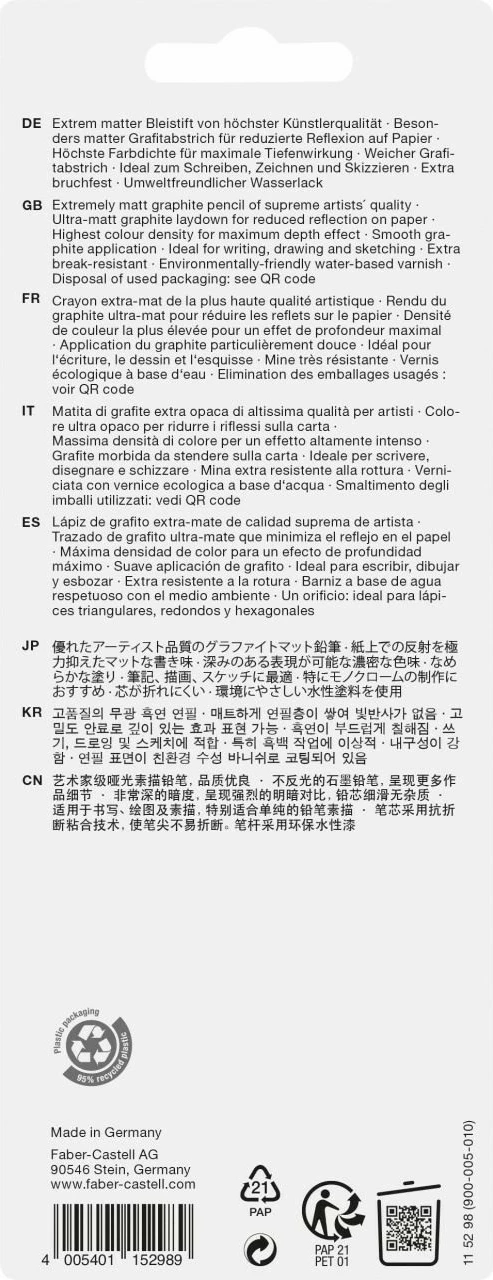 Set lapsa grafiti Faber-Castell Pitt Graphite Matt, 4 copë, ultra black