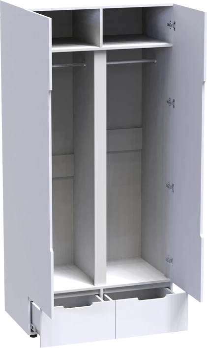 Dollap i dyfishtë Afina mdf, ngjyrë e bardhë me shkëlqim, 100x57x213cm