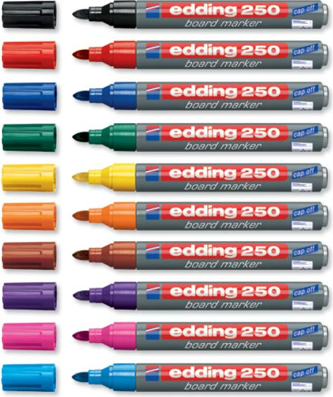 Marker whiteboard Edding 250 (4-250002/4250002), 135 x 10 x 10 mm, i kuq