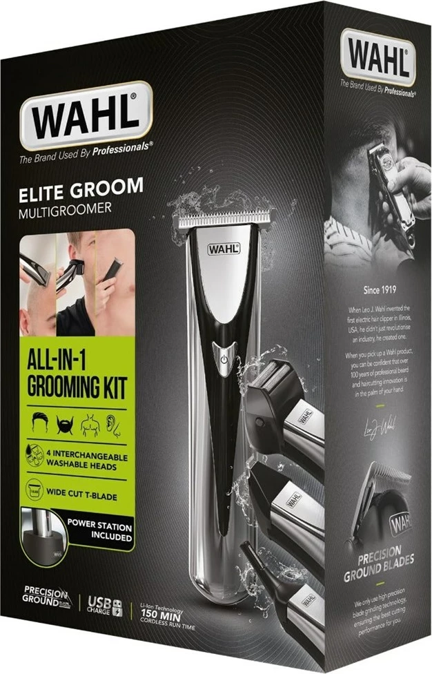 Makinë rroje Wahl Elite Groom, 3028050, me bateri Lithium-Ion, e zezë/argjendtë