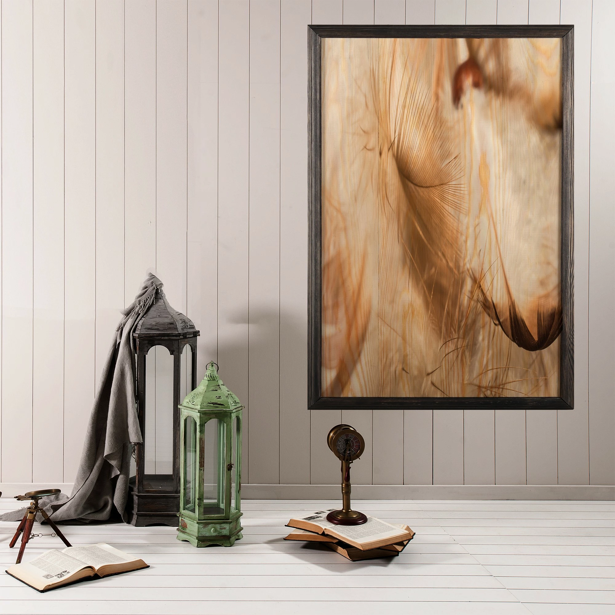 Pikturë dekorative me kornizë druri, Wallity, pendë, shumëngjyrëshe, 35x50cm