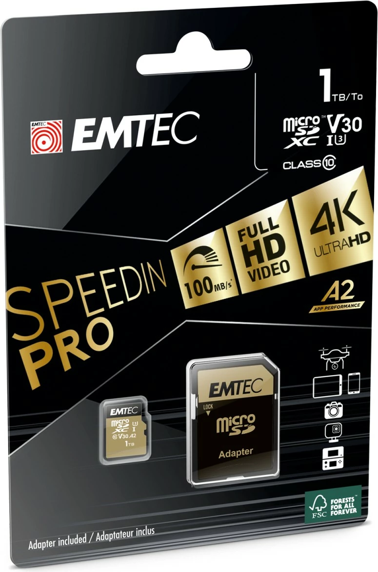 Kartelë memorie EMTEC ECMSDM1TXC10SP 1TB MicroSDXC Class 10 UHS-I kafe