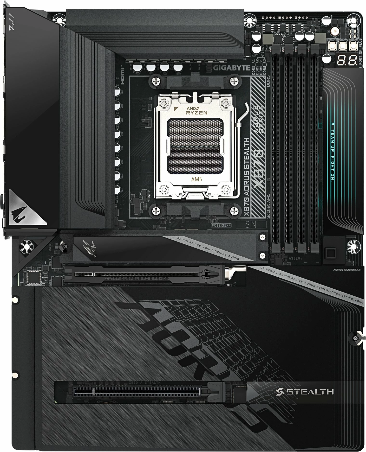 Pllakë amë Gigabyte X870 AORUS STEALTH, AM5, ATX, DDR5 deri 256GB, Wi‑Fi 7, 5GbE