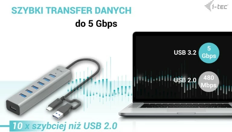 Kasë HUB USB-C i-tec C31HUBMETAL703, 7 porta, Metal, Silver
