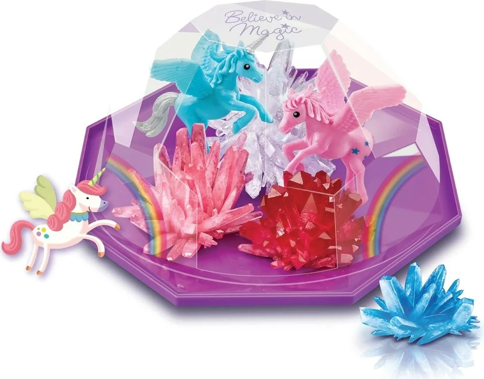 Set edukativ 4M Crystal Growing Unicorn Terrarium, 4 ngjyra kristalesh