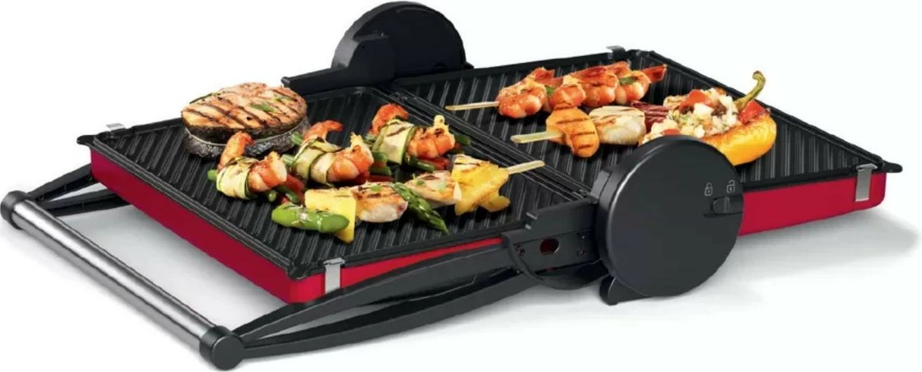 Grill elektrik Bosch TCG4104, 2000 W, i zi/kuq