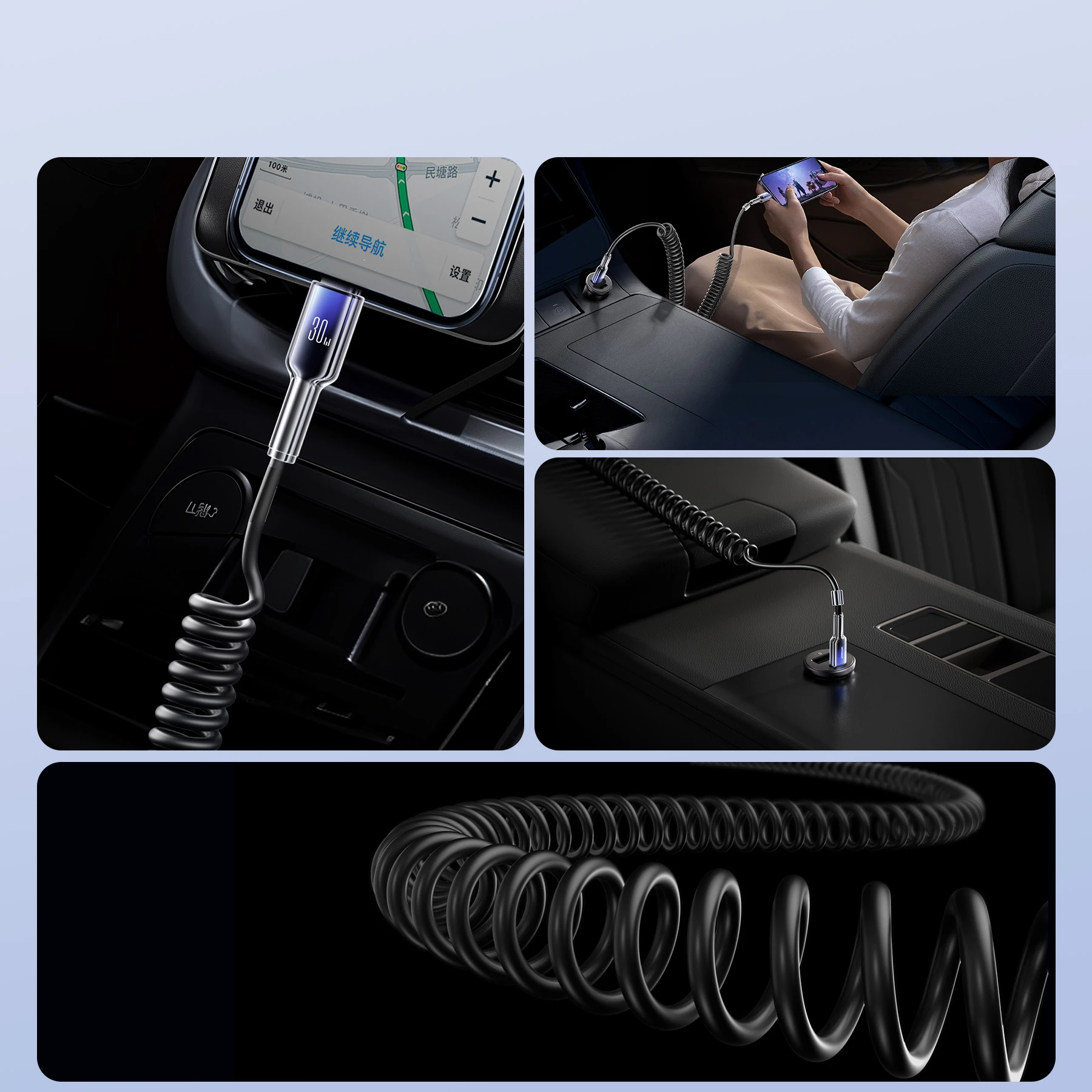 Kabllo spiral Joyroom S-A43 Crystal-Clear Series, 1.5m, USB-C në Lightning, 30W, e zezë