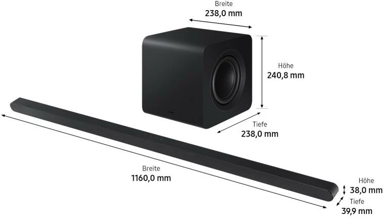 Soundbar Samsung HW-S810GD/ZG 3.1.2 me Dolby Atmos pa tela, Q-Symphony, ultra i hollë, e zezë, set 2 pjesë