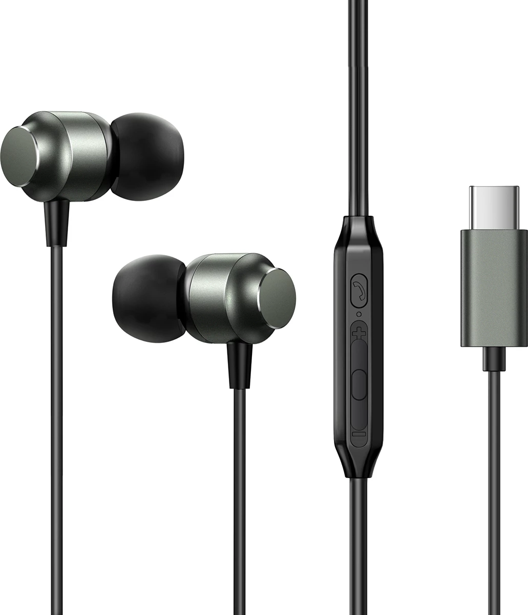 Kufje në vesh Joyroom JR-EC06, USB-C, me mikrofon, drajvera 10 mm Hi‑Fi, kabllo 1.2 m, gri