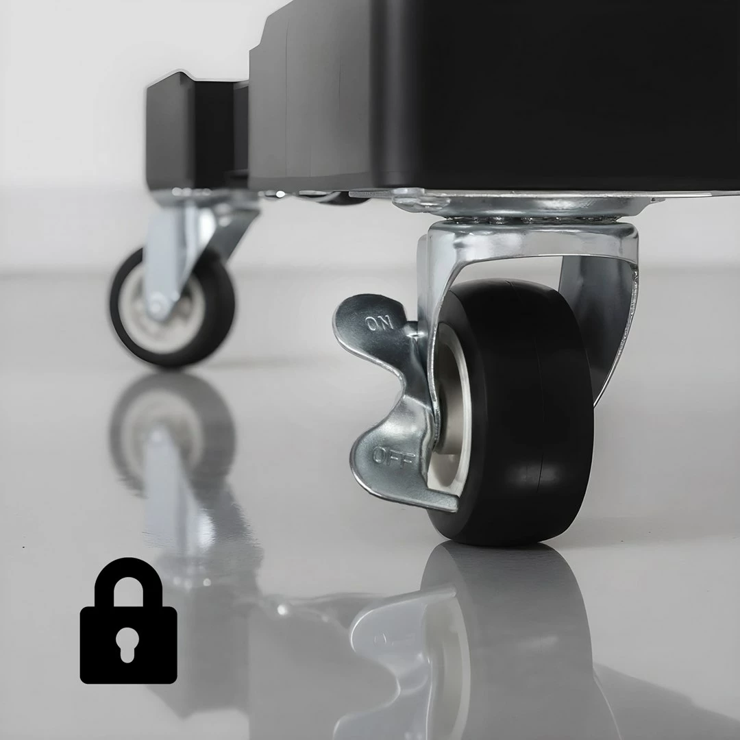 Mbajtës universal me rrota Maclean MC-119 për lavatriçe, frigoriferë, pjatalarëse, 700-900mm, deri 200kg, i zi