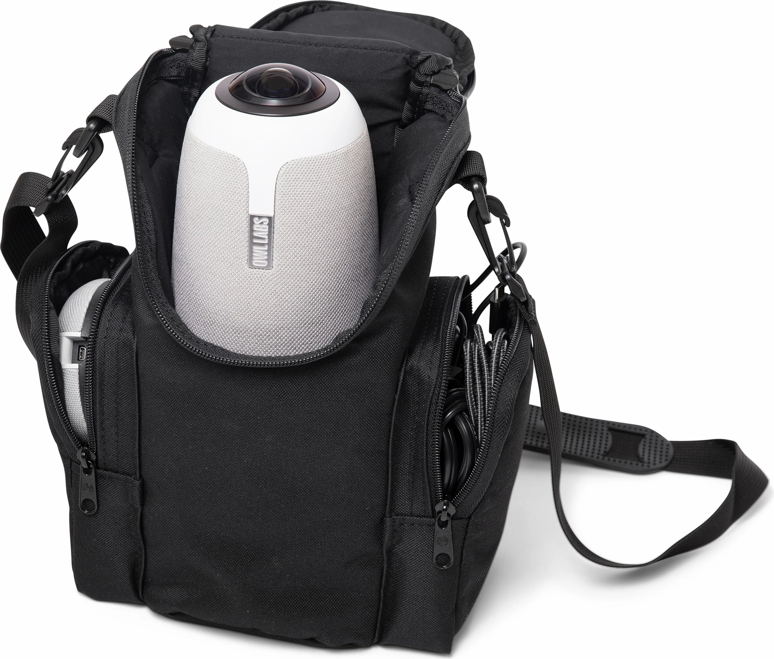 Mbështjellës Owl Labs Meeting Owl, poliestër, me rrip supi, i zi