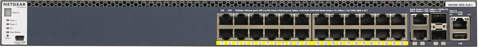 Switch NETGEAR M4300-28G-PoE+, i menaxhuar, Ethernet 10G, PoE+, 1U, Zi