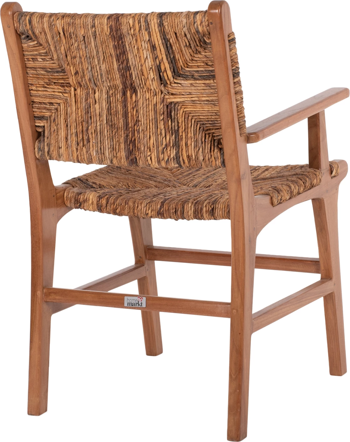 Karrige për ngrënie me krahë, dru tik dhe rush, ngjyrë arre-bezhë, FH9400.01, 54x58x86,5 cm