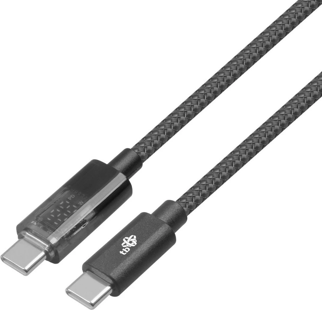 Kabllo USB C në USB C TB, 1m, me tregues LED, 100W, e zezë